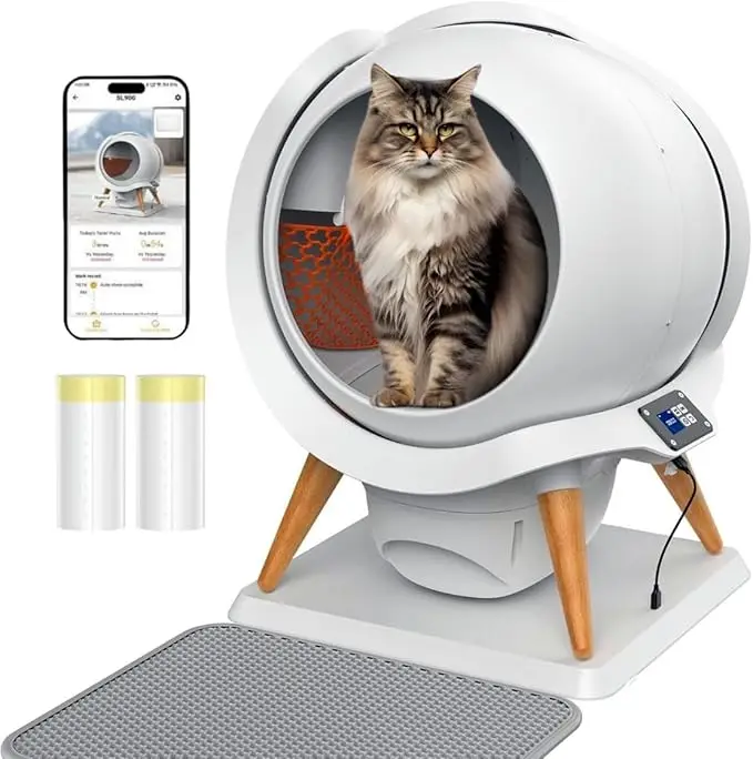 

Cat Litter, Automatic Litter Box with App Control, Automatic Litter, 63L WC Cat, IPX5 Waterproof/Odor/Safety Sensor/Multi-Cats/S