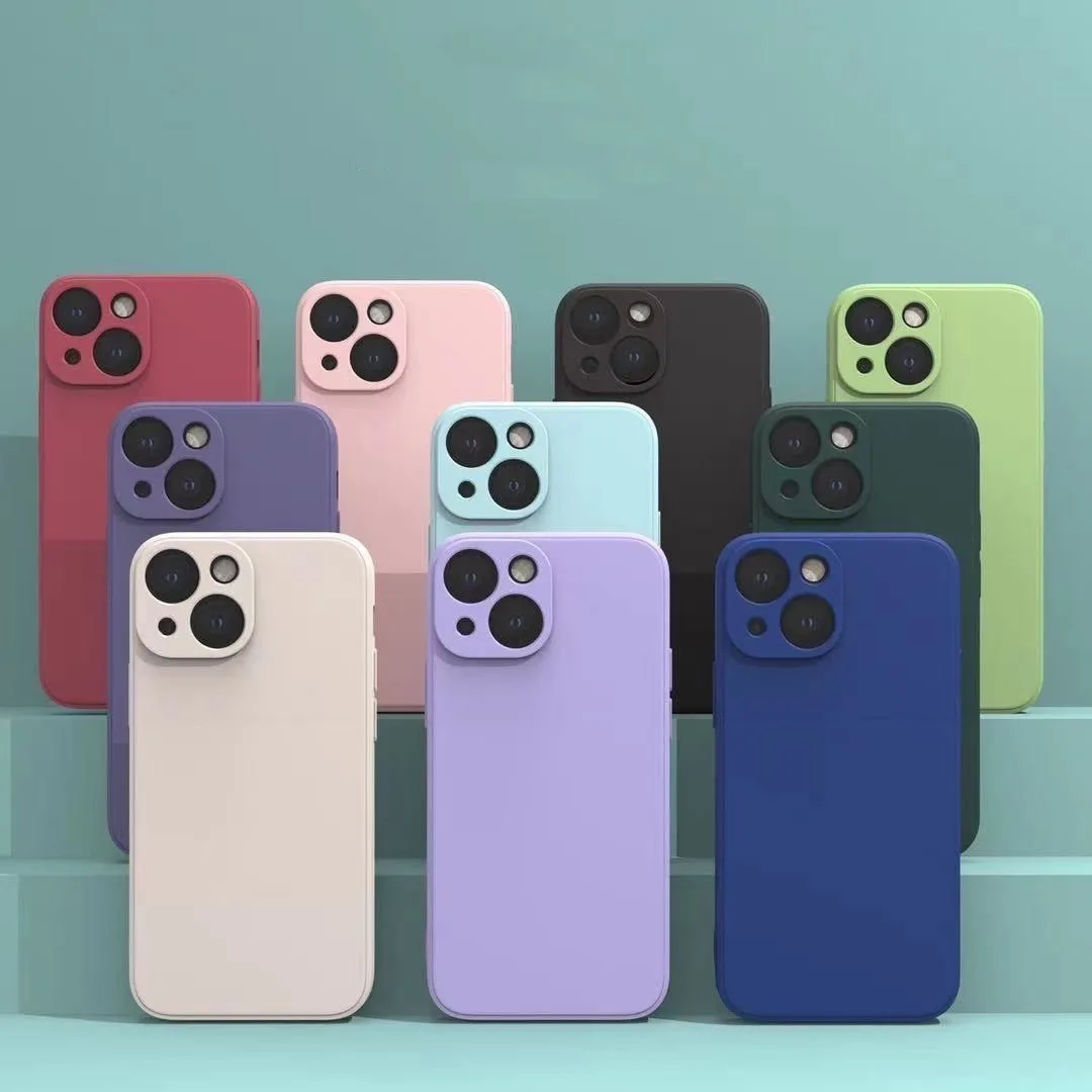 Phone Case For Iphone 14 Plus 13 12 Mini 11 Pro Max Xs X Xr 7 8 Candy Color Original Liquid Silicone Soft Protector Back Cover image 2