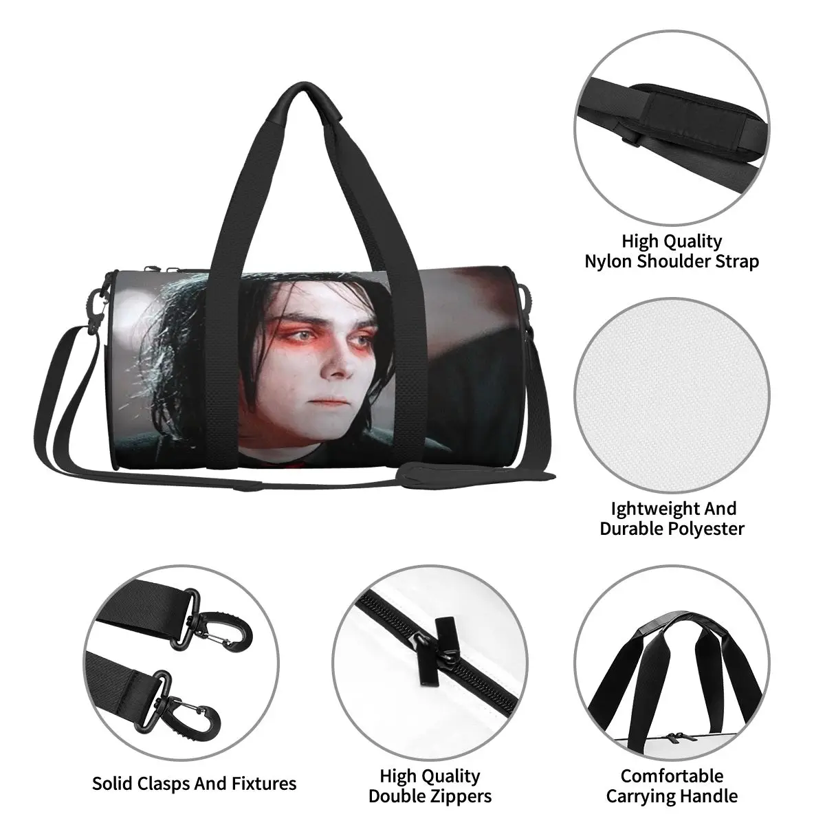 Gerard Way MCR حقيبة رياضية كبيرة واق من المطر متعددة الوظائف حقائب سفر واق من المطر حقائب اللياقة البدنية