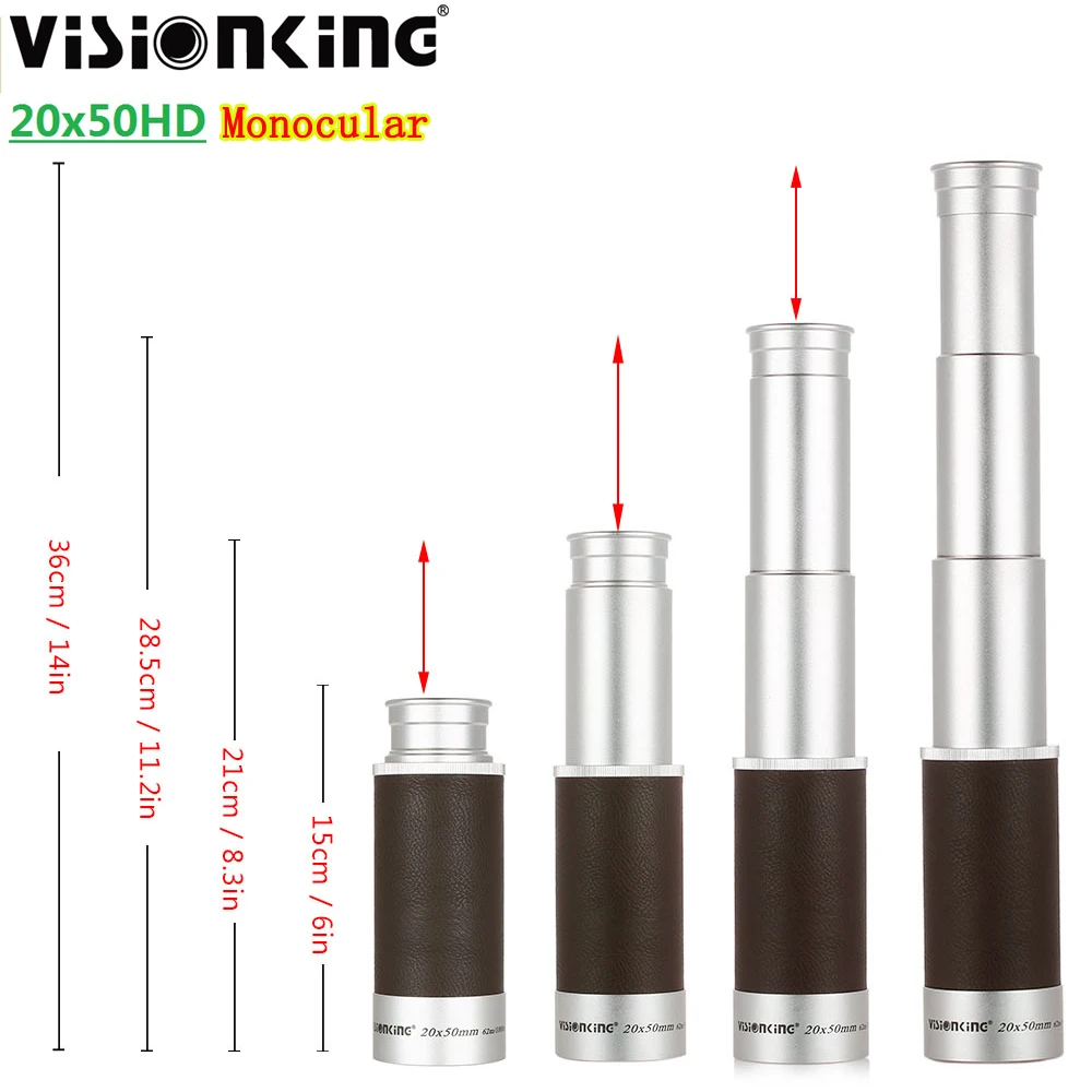 

Visionking Retro Pirate 20x50 HD Monocular Bak4 Telescopic Collapsible Spyglass Outdoor Birdwatching Camping Pocket Telescope