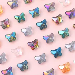 60pcs Glass Plated Butterfly Crystal Beads Loose Beads Handmade DIY Bracelet Necklace Earrings Jewelry Accessories