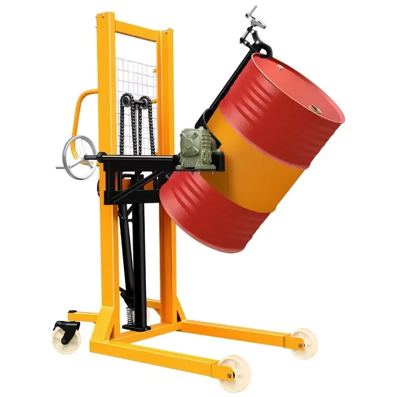 350kg Hand Forklift Jack Manual Pallet Truck Stacker Vertical-Lift Pourer Drum Lifter Stacker Drum Carrier Hydraulic Drum