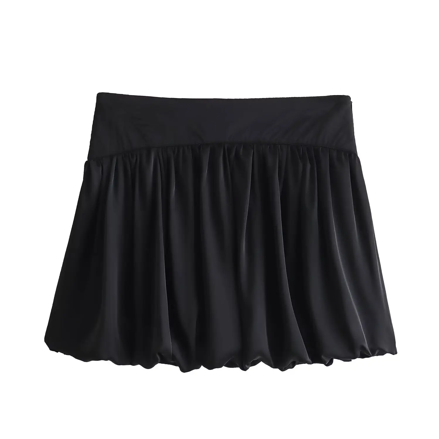 TRAFZA 2024 Summer Women Sexy Solid Skirt Shorts Zipper Draped Shorts Zipper Mini Streetwear Casual Women Balloon Version Shorts