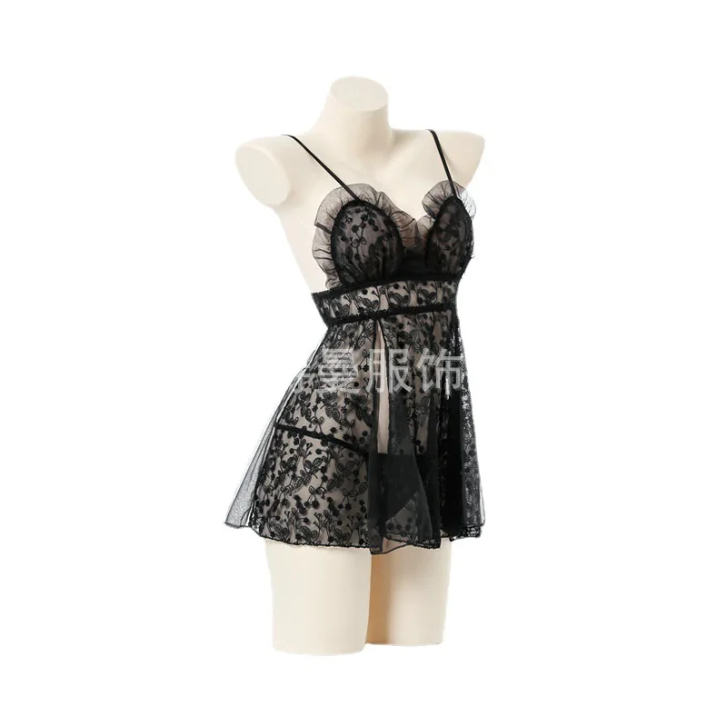 ملابس داخلية نسائية بمنظور V عميق ، ملابس داخلية مثيرة ، خادمة ، شبكة ، تنورة خيوط ، بدلة تأثيري ، زي الفتيات