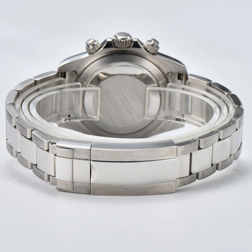 ที่กําหนดเอง VK63 นาฬิกา Chronograph กระจกแซฟไฟร์นาฬิกาผู้ชาย VK63 รูปแบบการพิมพ์การ์ตูนสแตนเลสนาฬิกาหน้าปัดสีขาว