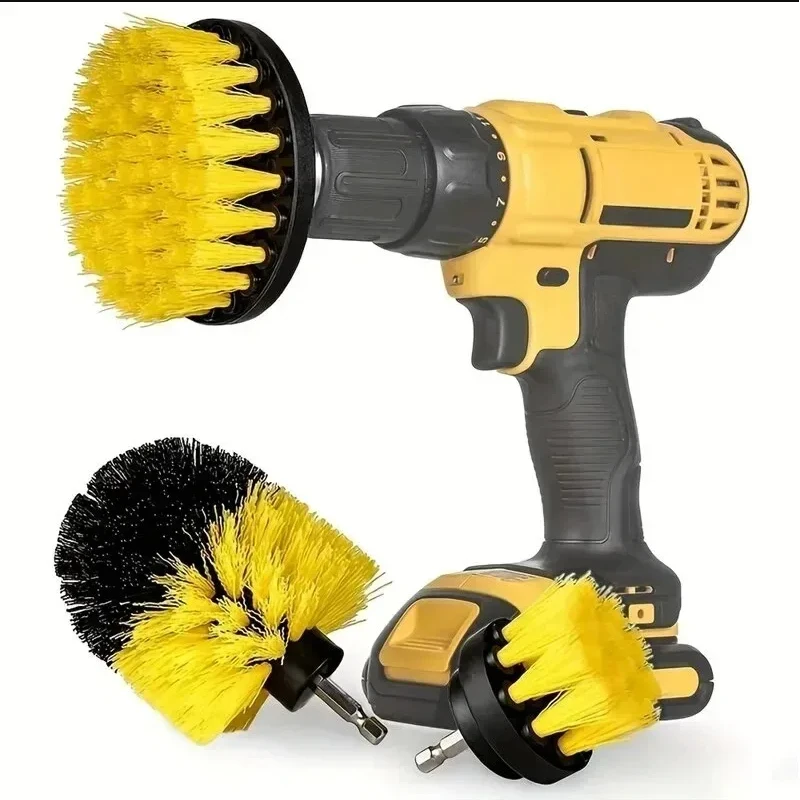 

3Pcs/Set Electric Scrubber Brush Drill Brush Kit Plastic Round Cleaning For Carpet Glass Car Tires Nylon Brushes