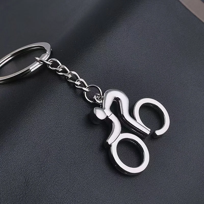 1pcs Sport Man Keychain Metal Bicycle Bike Cycling Riding Keyring Key Chains Hanging Accessories