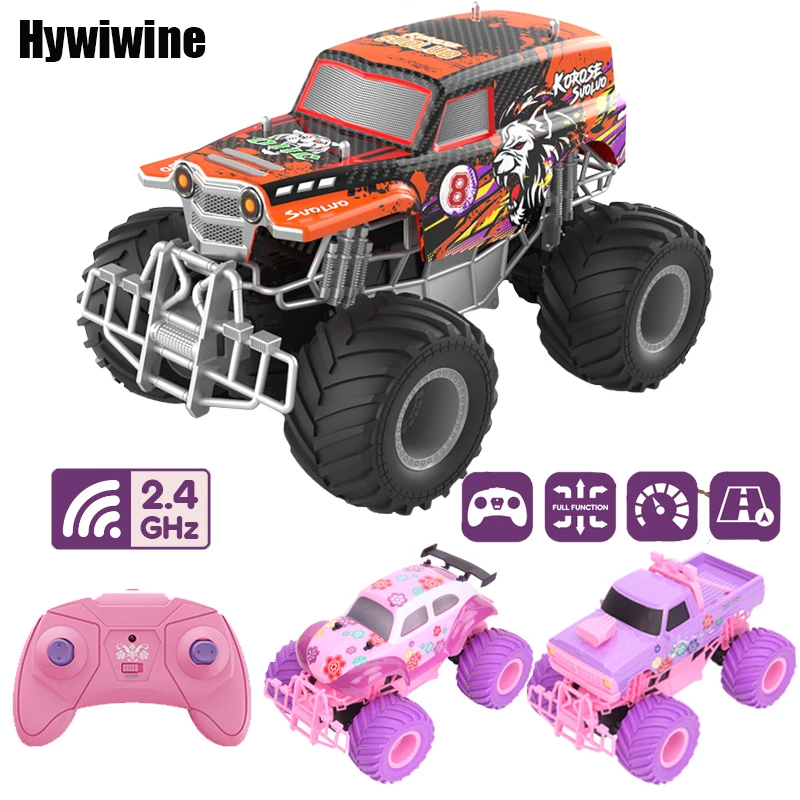 RC Car Pickup Trucks Elektryczna wspinaczka Off-Road Duże koło Różowy Fioletowy 2.4G Zabawka zdalnie sterowana dla dziewczynek Prezent urodzinowy