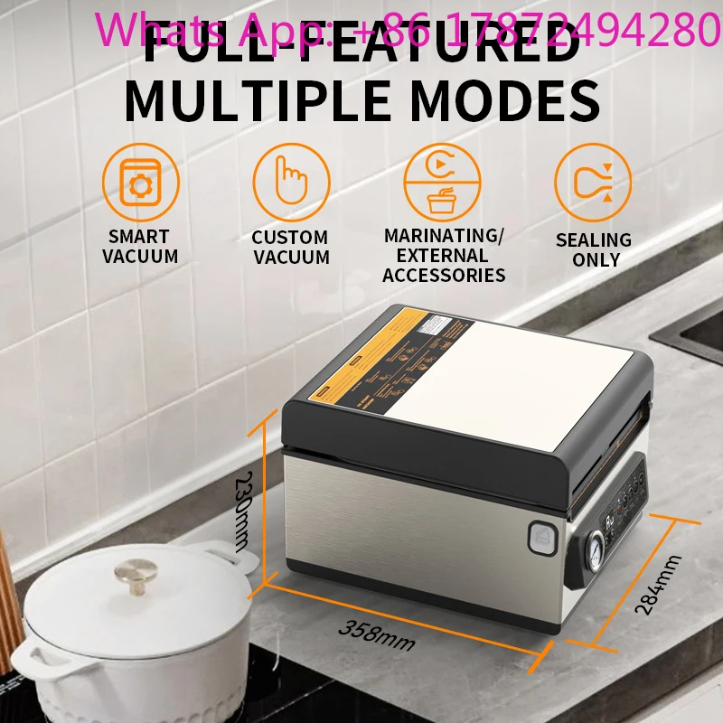 V32 Home Vacuum Sealer, Compact Commercial Food Packaging Machine, Fully Automatic Vacuum Sealer for Kitchen Curing