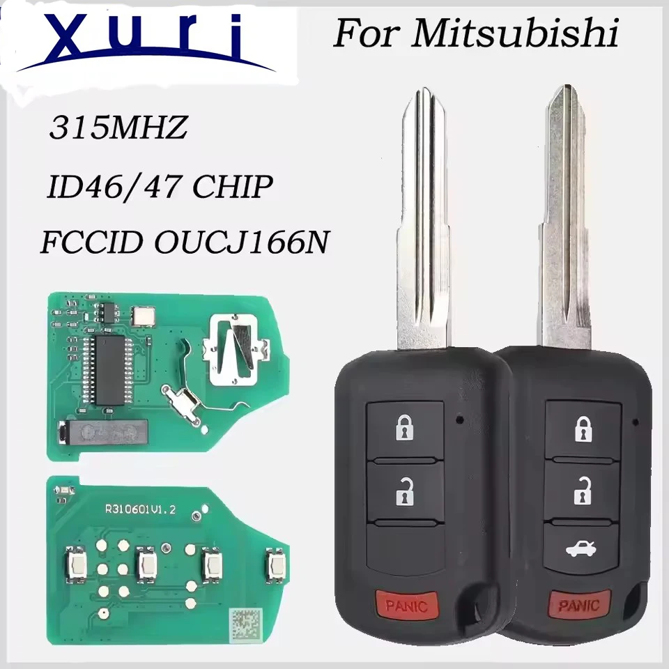 

PN: 6370B945 Remote Head Car Key 315MHz ID46 Chip for Mitsubishi Lancer 2016 -2017 Fob FCC ID: OUCJ166N 2+1/3+1 Buttons bySilKY