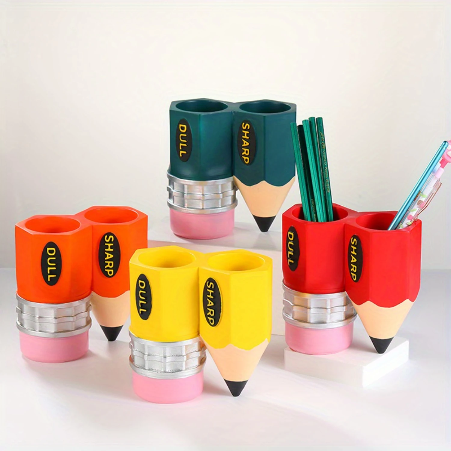 1pc Sharp-Dull Pencil Holder, Cute Pencil  Organizer, Colorful Container Desktop Accessories, Pencil Holder For Primary School T