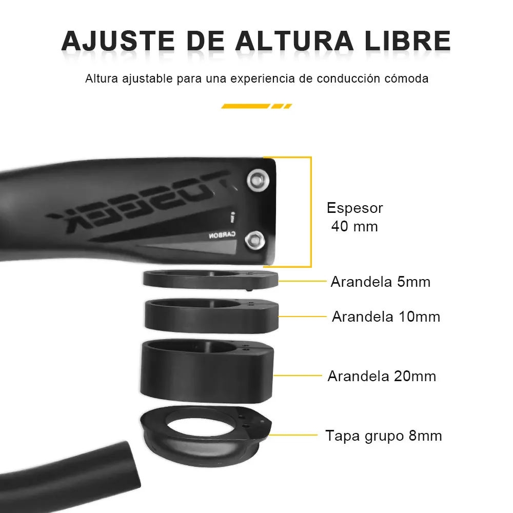 TOSEEK TR5500 bicicleta de carretera completa T800 vástago de fibra de carbono manillar integrado ultraligero 28,6mm con soporte para ordenador de