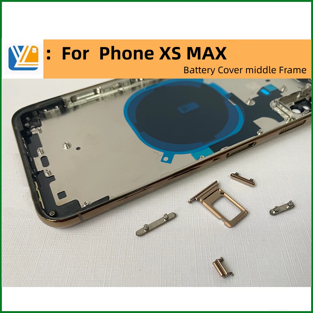 Housing For iPhone XS Xsmax Back Cover + Mid Chassis Frame + SIM Tray+Side Key XS MAX Replaced X XR Battery Back Middle Frame