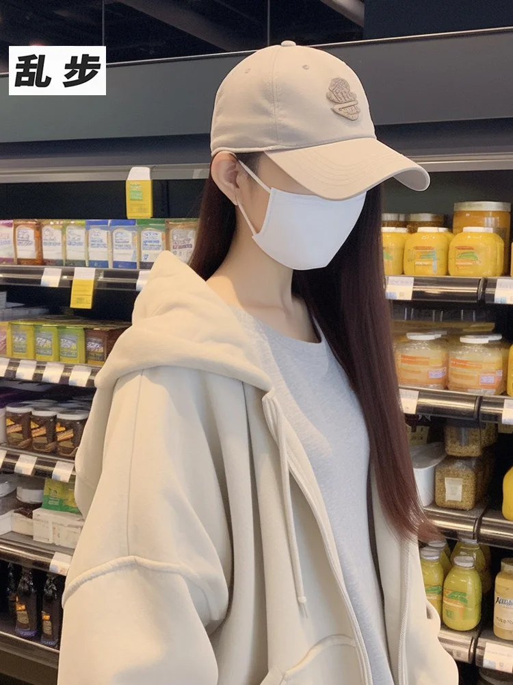 

Оверсайз худи-куртка унисекс, повседневная, свободного кроя, универсальная, в корейском стиле, для уличной моды, свитшот