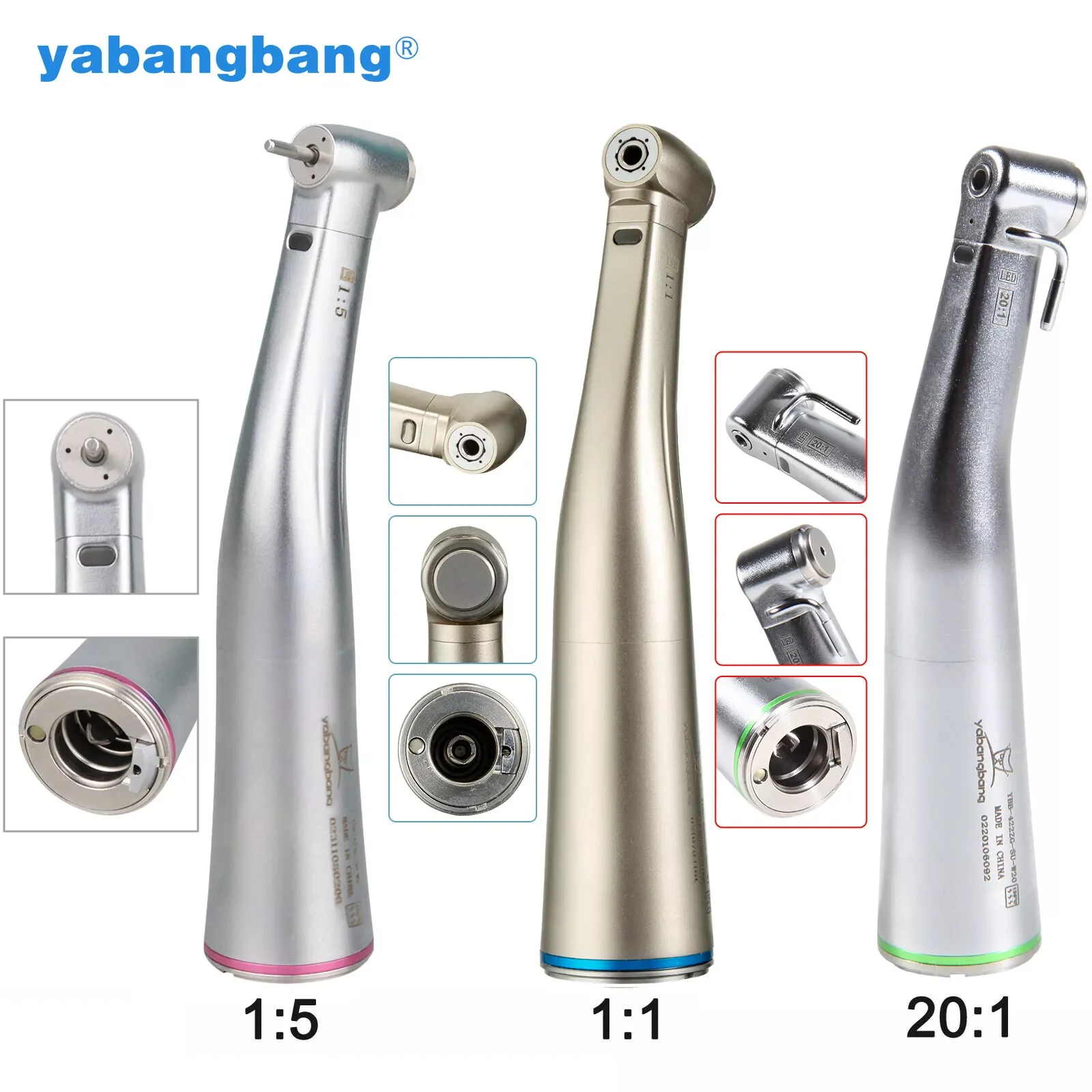 

YABANGBANG Стоматологический 1:1/1:5/20:1 светодиодный оптоволоконный контругловой наконечник подходит для NSK