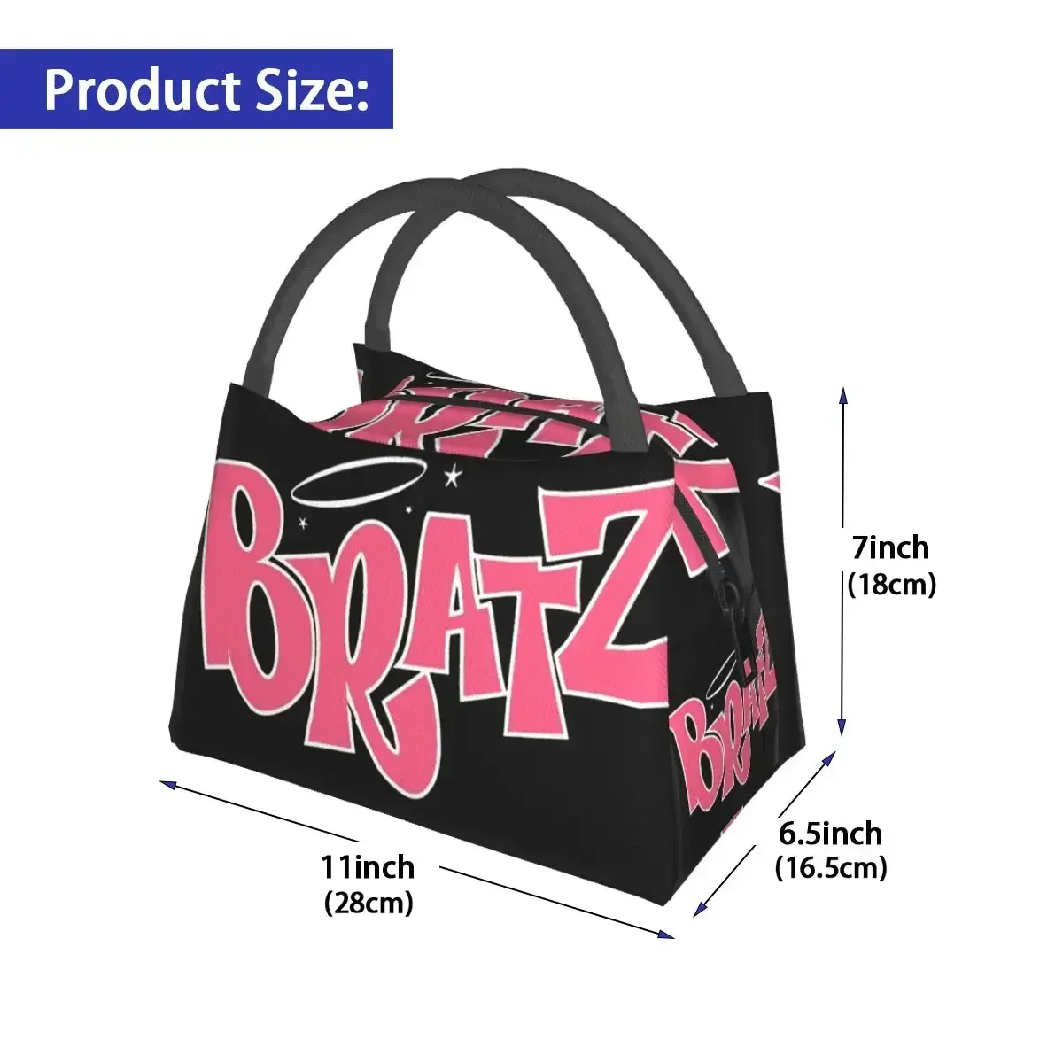 Fashion Bratz Mask Lunch Bag cute funny y2k Designer Lunch Box Casual Outdoor Picnic Cooler Bag Portable Thermal Tote Handbags