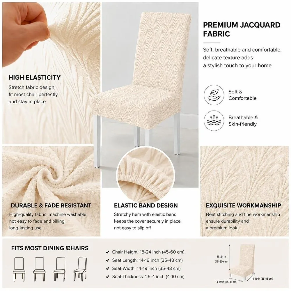 1/4pcs High-Back Stretch Dining Chair Cover Woven Scratch Proof Elastic Chair Cover Washable Stain Resistant