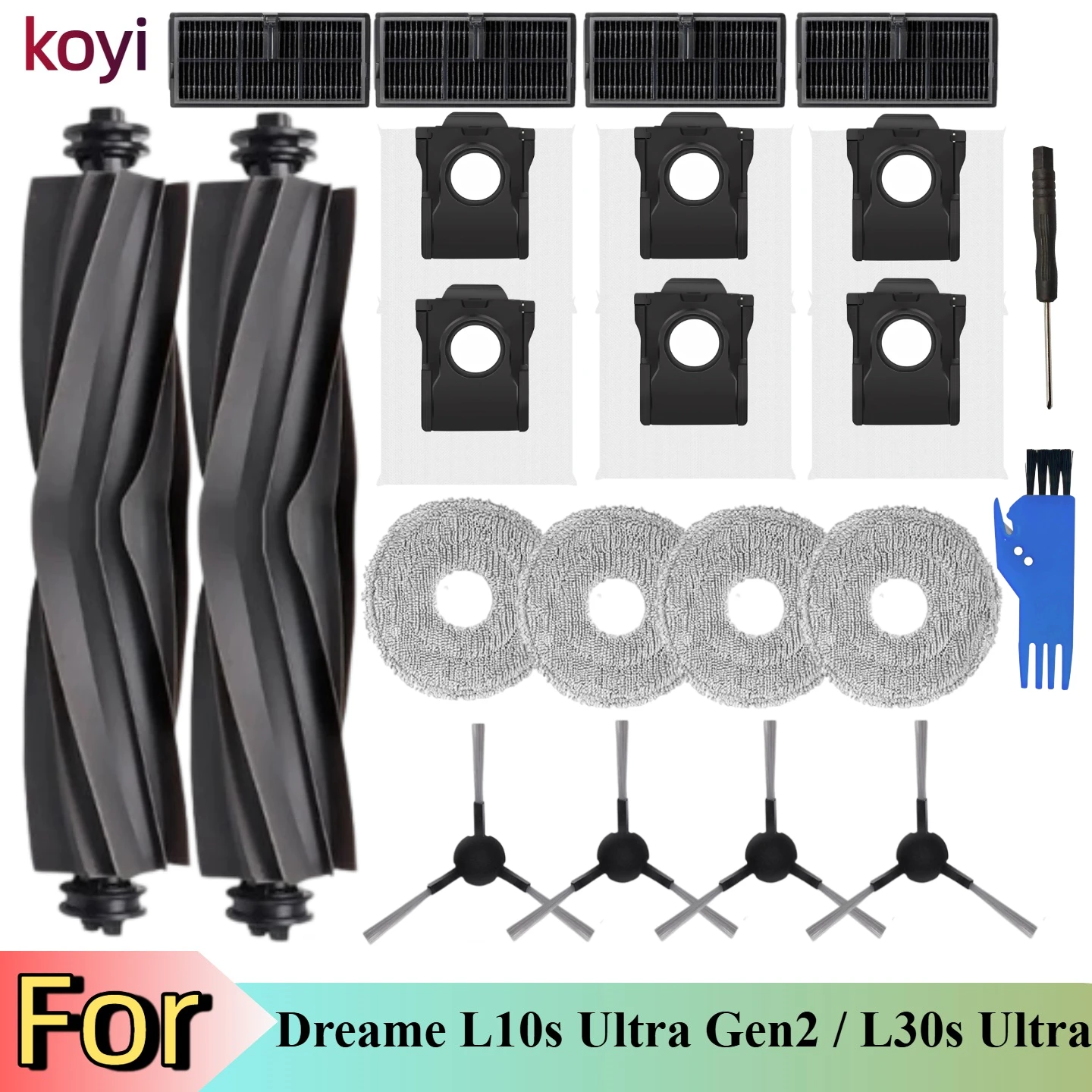 

Dreame L10s Ultra Gen2 / L10s Pro Ultra Heat Vacuum Cleaner Replacement Accessories Main Side Brush HEPA Filter Mop Dust Bag