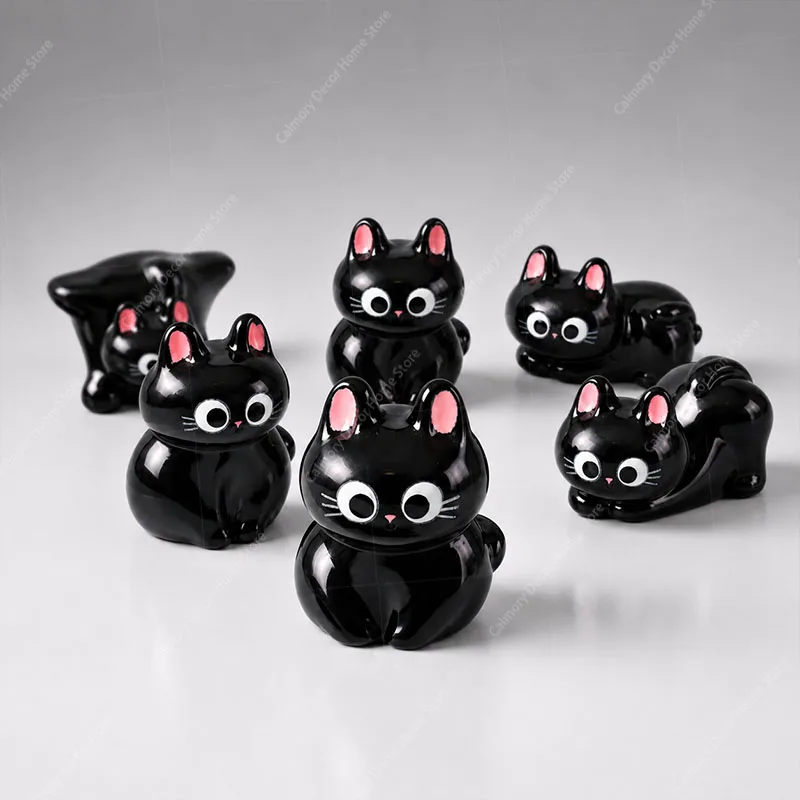 Mini Cat Cartoon Resin Cat Statue Home Decoration Creative Desktop Car Decoration Accessories Décoration Maison Декор Для Дома