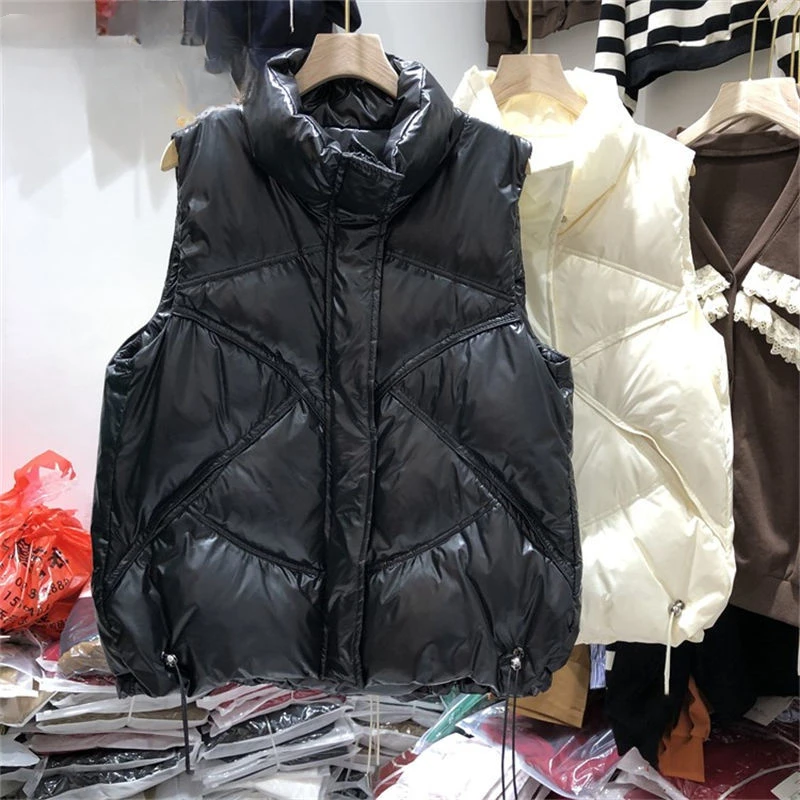 Bright Surface Without Washing Duck Down Winter Jacket Female Outside Wear lightweight Vest Brief Paragraph Waistcoat B581