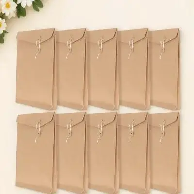 

10Pcs A4 Document Envelope Kraft Paper File Folder String Tie for Office School Organization Document Envelope