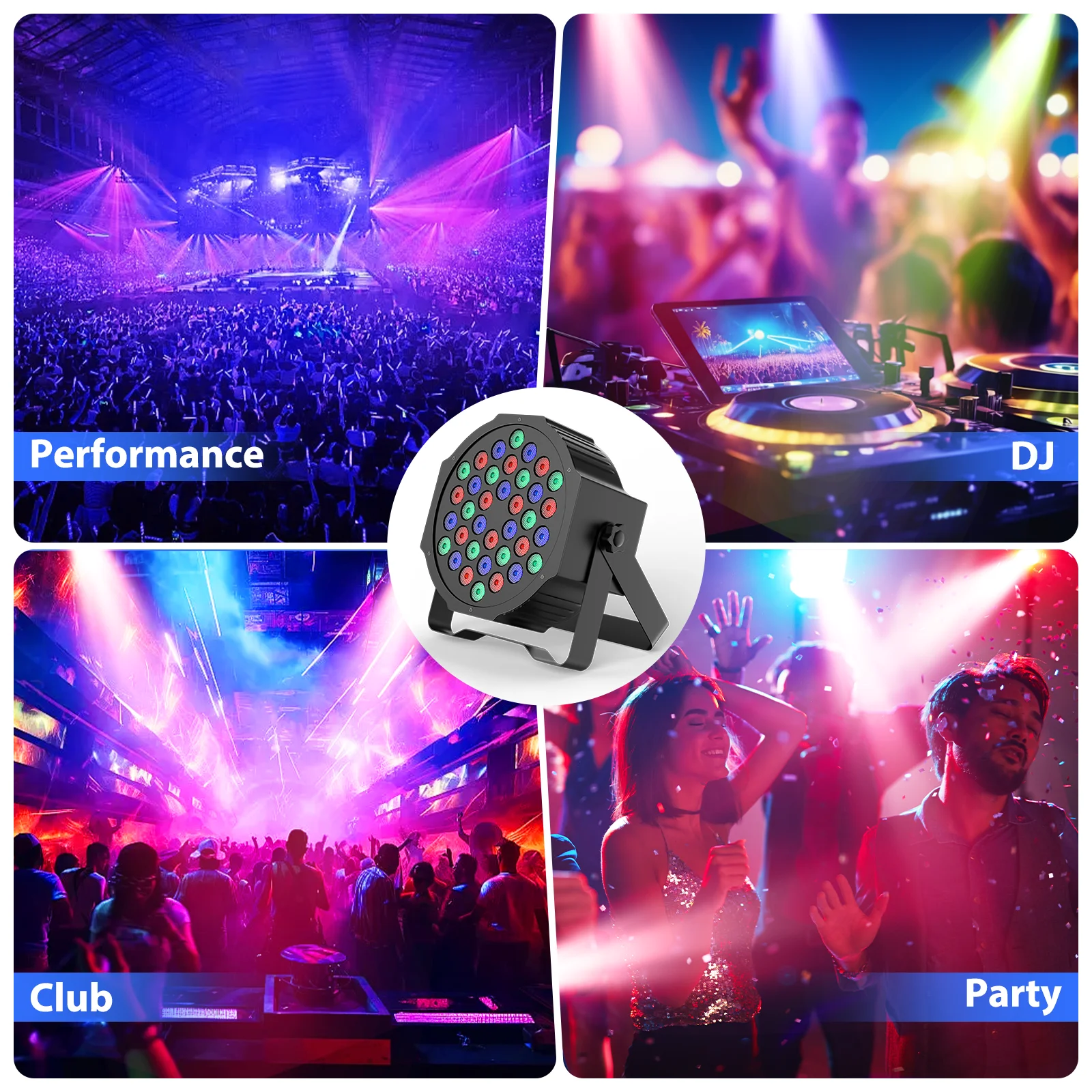 U'King 4 قطعة 36 LED الاسمية الخفيفة مع حقيبة DMX512 RGB LED المرحلة شقة الاسمية ضوء الصوت المنشط تأثير ل DJ حفلة ديسكو ضوء المرحلة