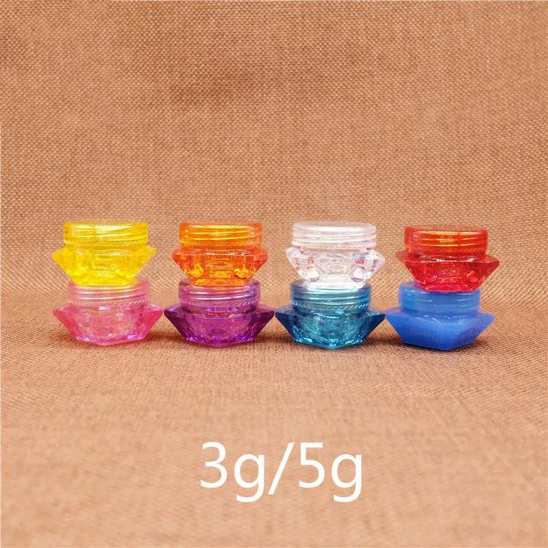 Barattolo di plastica a forma di diamante da 3 g 5 g 3 ml 5 ml Crema cosmetica per rossetto Uso da viaggio Bottiglia Ombretto Campione Contenitore riutilizzabile