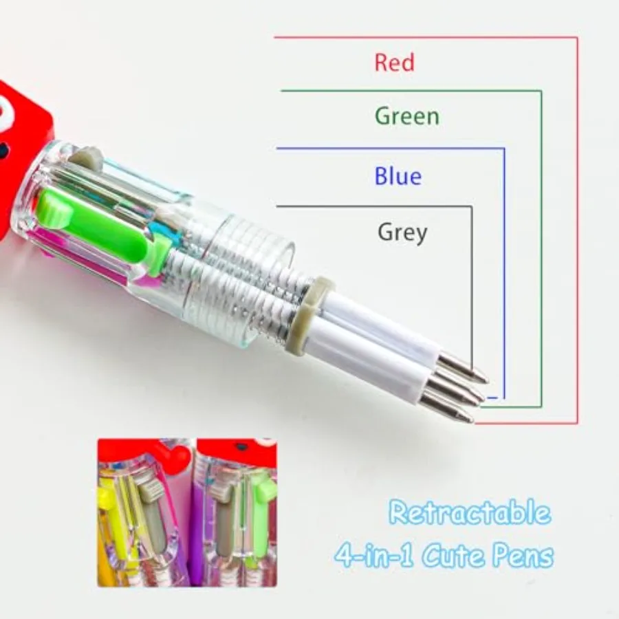 أقلام ممتعة لقلم متعدد في واحد 4 في 1 أقلام لطيفة Kawaii أقلام حبر جاف صغيرة السائبة حفلة فافو لهدايا عيد الميلاد الفصول الدراسية طالب Pri