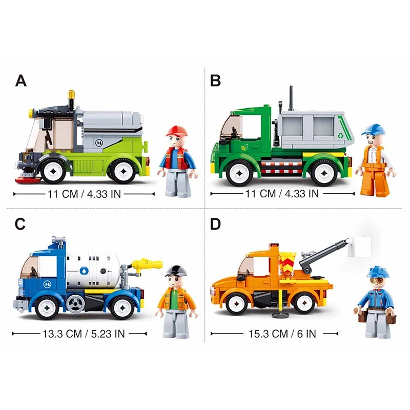 SLUBAN-Analyste de blocs de construction de figurines de véhicules municipaux, série City, jouets modèles classiques pour enfants, livres, arroseur, assainissement