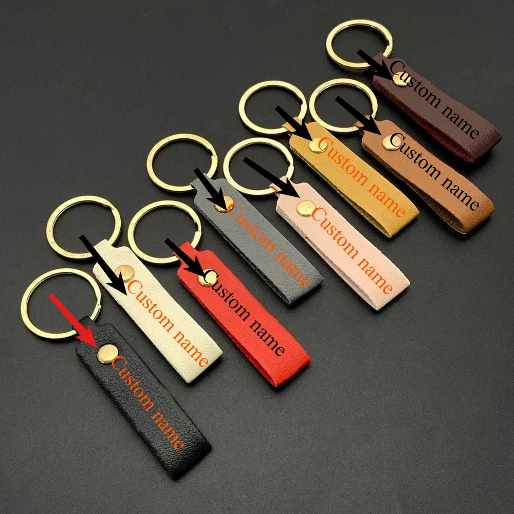 

Custom Fashion PU Leather Stainless Steel Keychain Minimalist Exquisite Gift Universal Bag Pendant Metal Color Chain Ring Party
