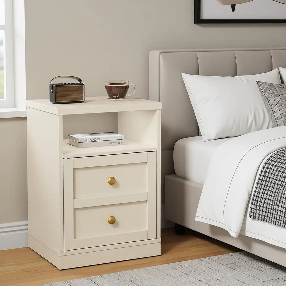 

Прикроватная тумба с полками и дверцей, деревянный столик с двумя ящиками для спальни или общежития, идеально подходит для небольших помещений