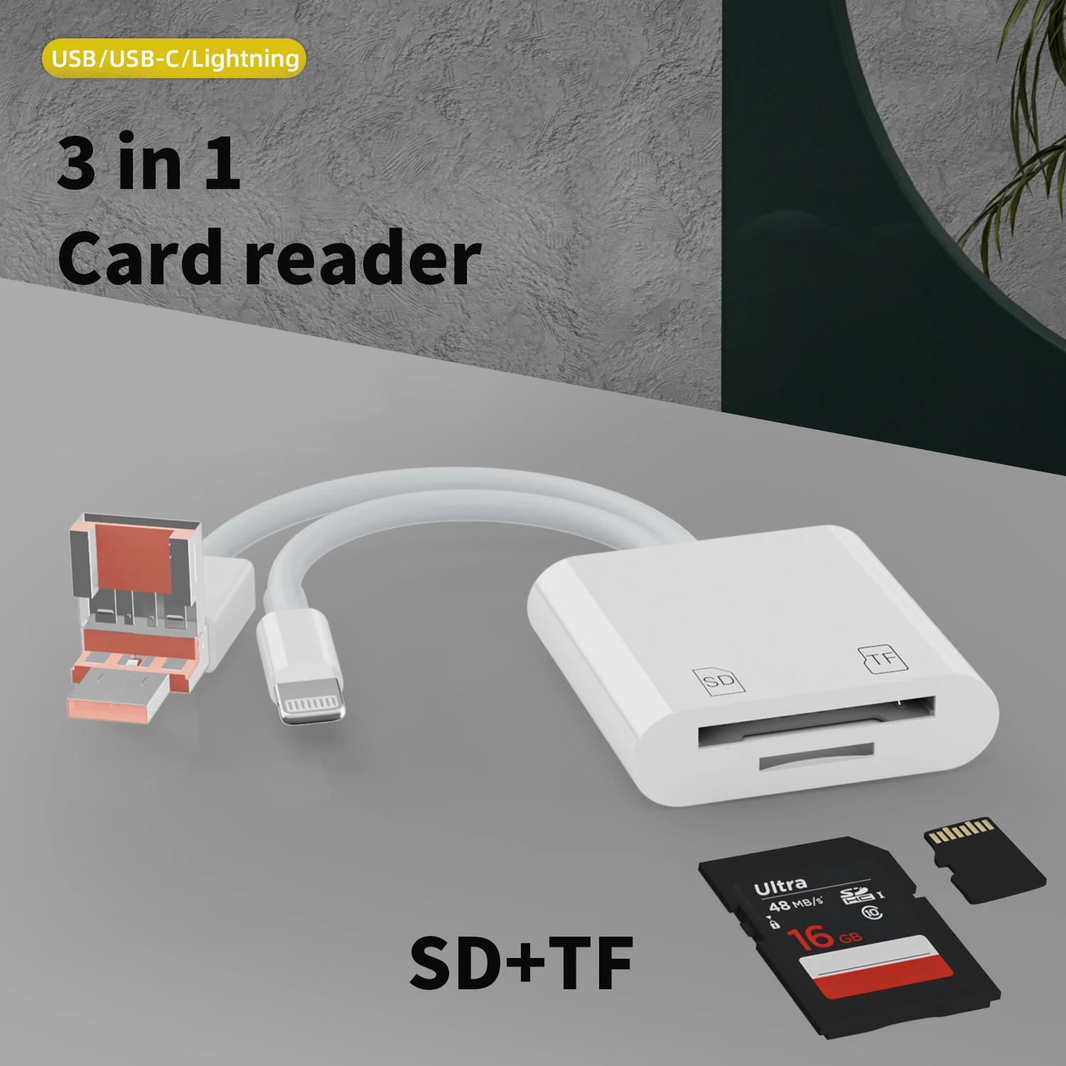 

Memory Card Reader with USB Camera Adapter Plug and Play Trail Game Camera SD Card Viewer Supports SD and TF Card Micro SD Card