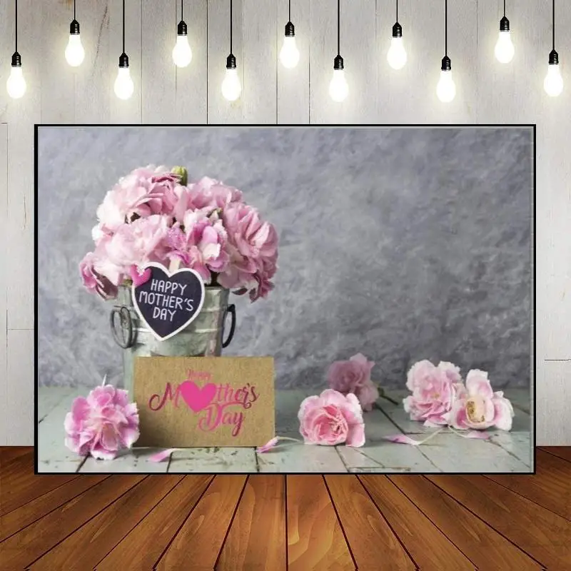 Rose Mother's Day Party Theme Wall Banner Pink Carnation Custom Backdrop Flowers Family Decoration Floral Love Photography Photo