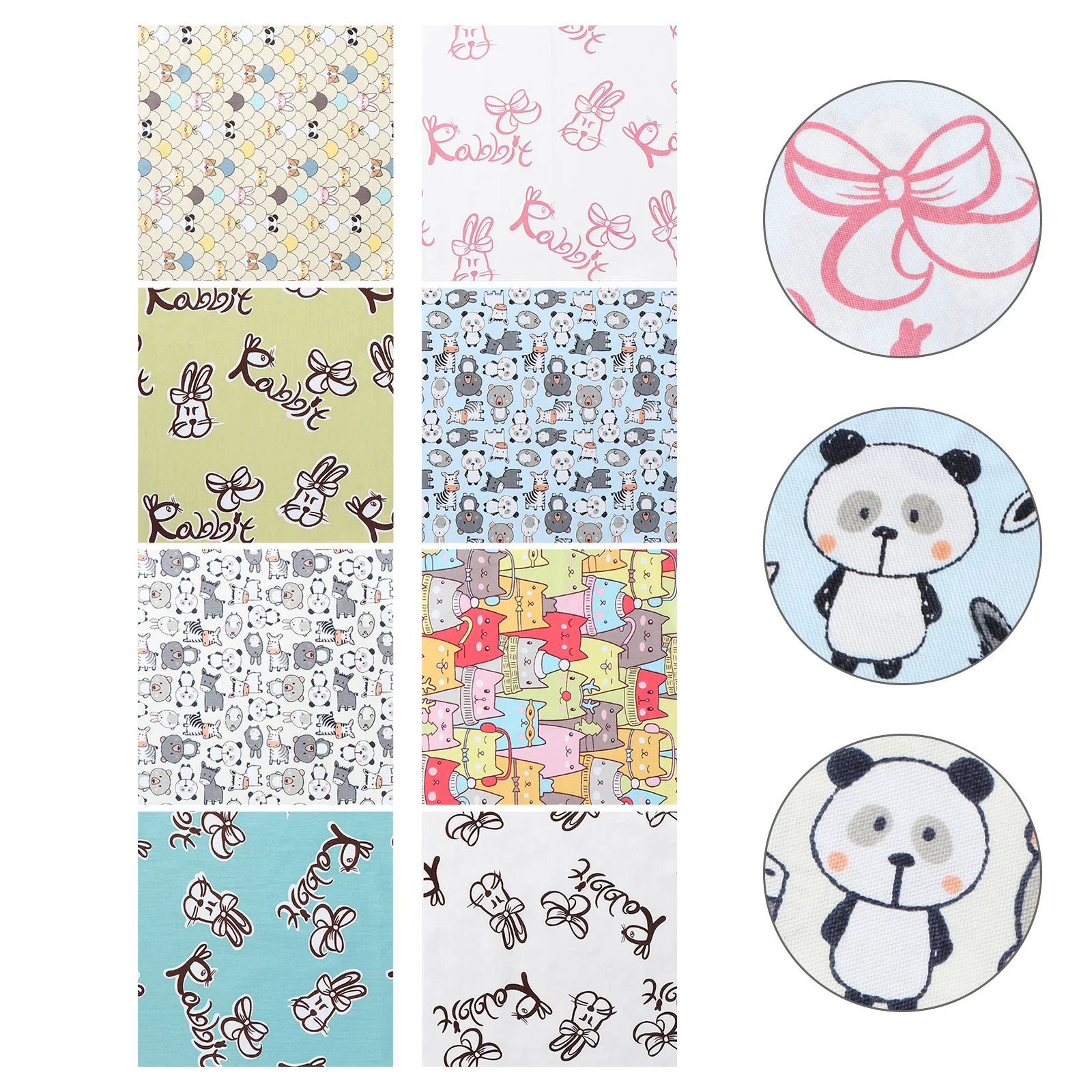 

8 Pcs Printed Fabric Set Sewing Cotton DIY Cloth The Group Patchwork Craft Fabrics Child