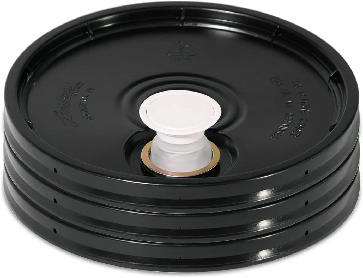 

5 Gallon Bucket Lid with Pour Spout and Gasket - Fits 3.5 to 7 Gallon Buckets (3 Pack, Black)