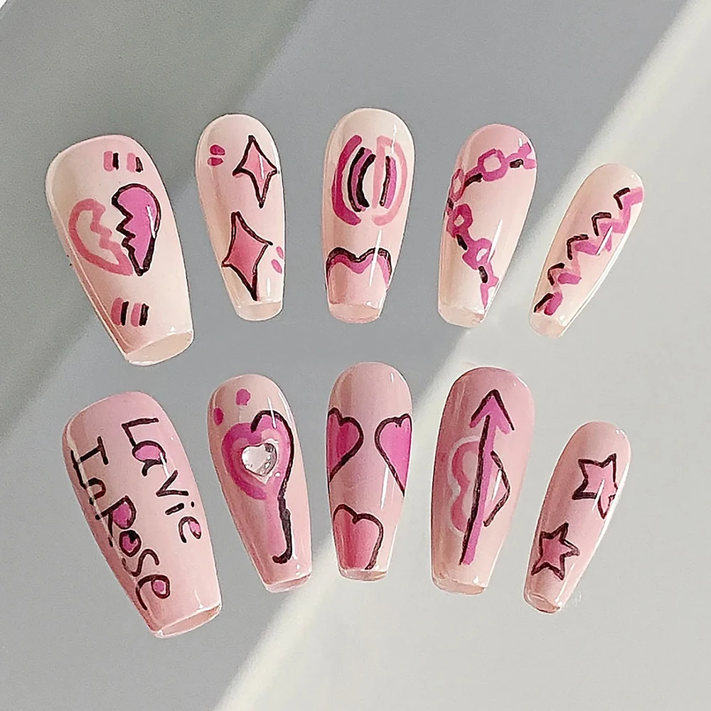 New Sweet Girl Y2K Dopamine Girl Wearing Armor Cute Sweetheart Macaron Color Wearing Nail Art Pure Handmade Detachable Nail Art