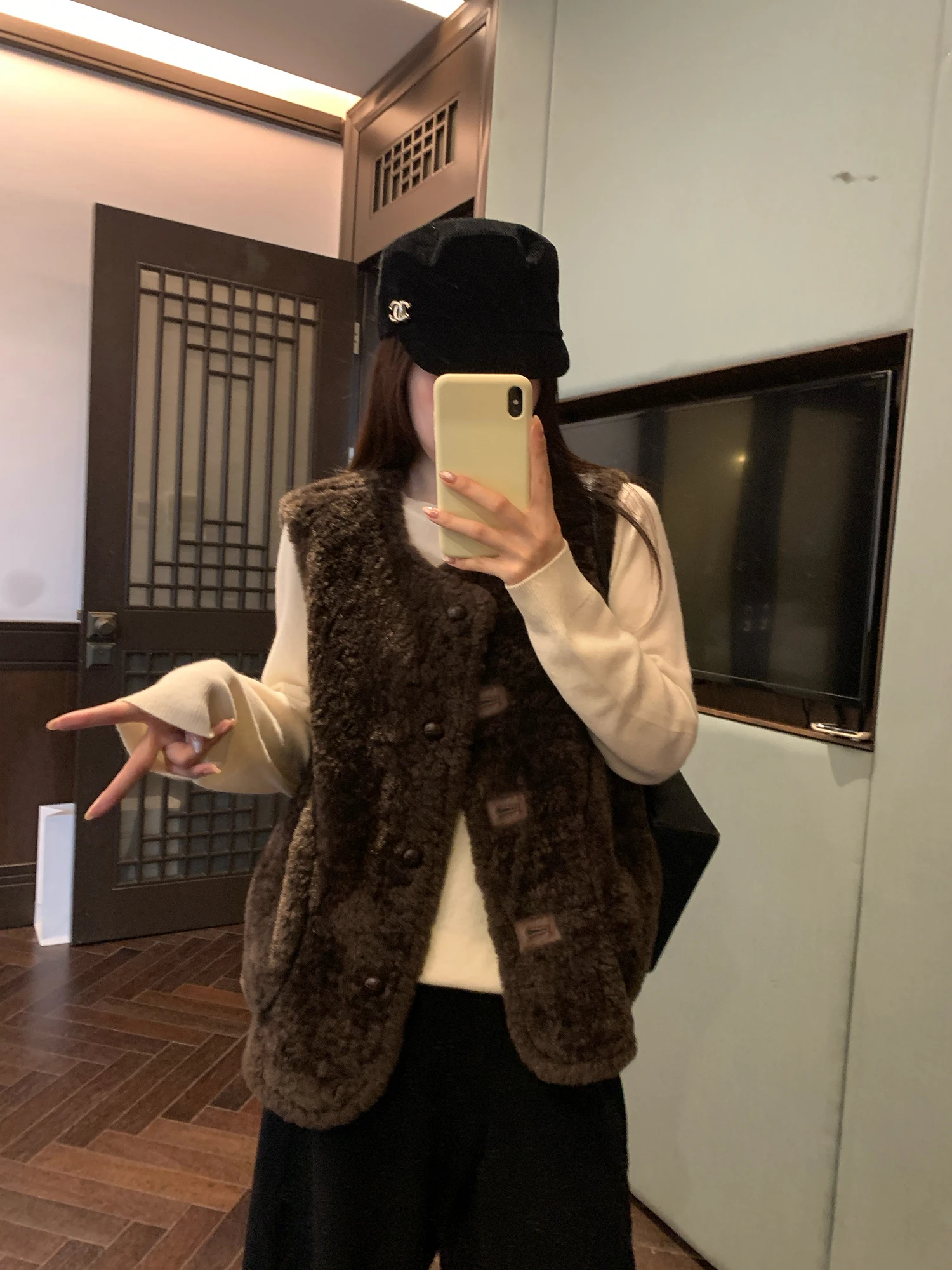 

NAZ Зимний замшевый модный универсальный персональный двусторонний жилет Fat Sister Jacet для поездок на работу Sle обычной длины