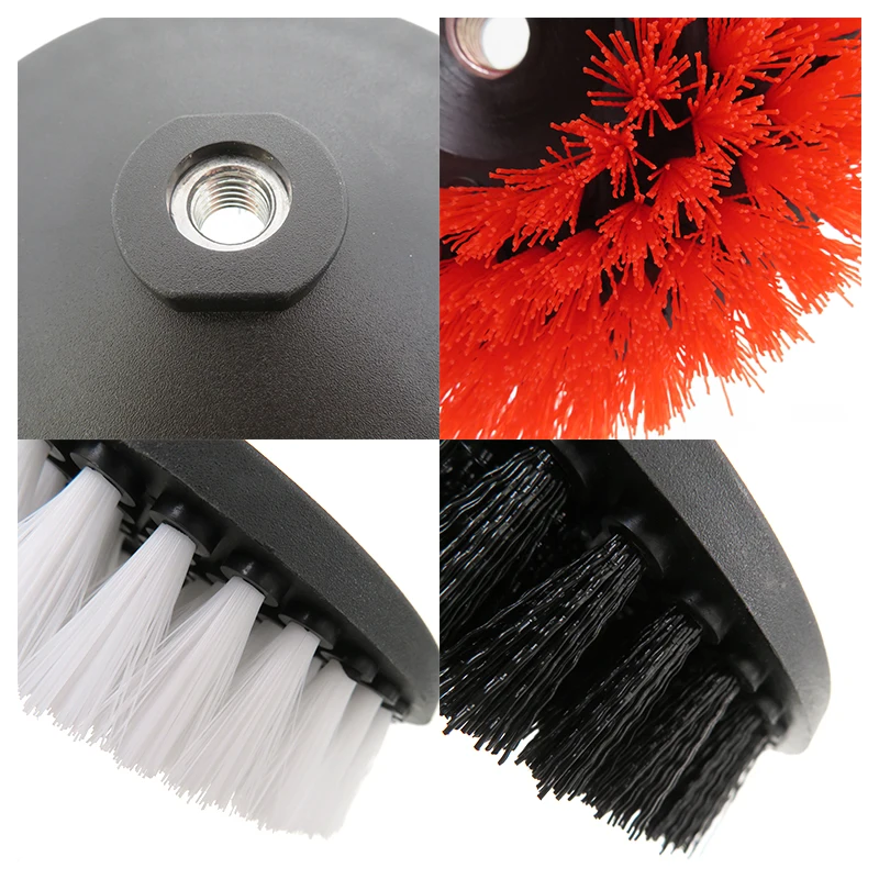 6 Zoll Bohrbürste mit M14 Bohraufsatz 1/3 Stück Rot Weiß Schwarz für Auto-Teppichreinigung Innenraum-Detailing – Detail 2