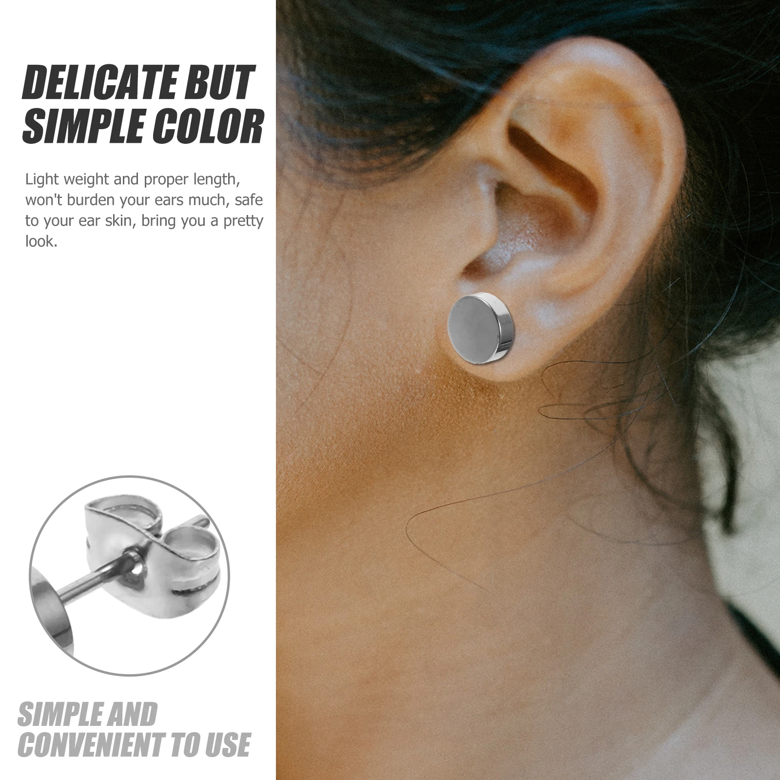 

20 Pcs Titanium Steel Earrings Studs for Men Women Flat Dot Piercing Tiny Men's