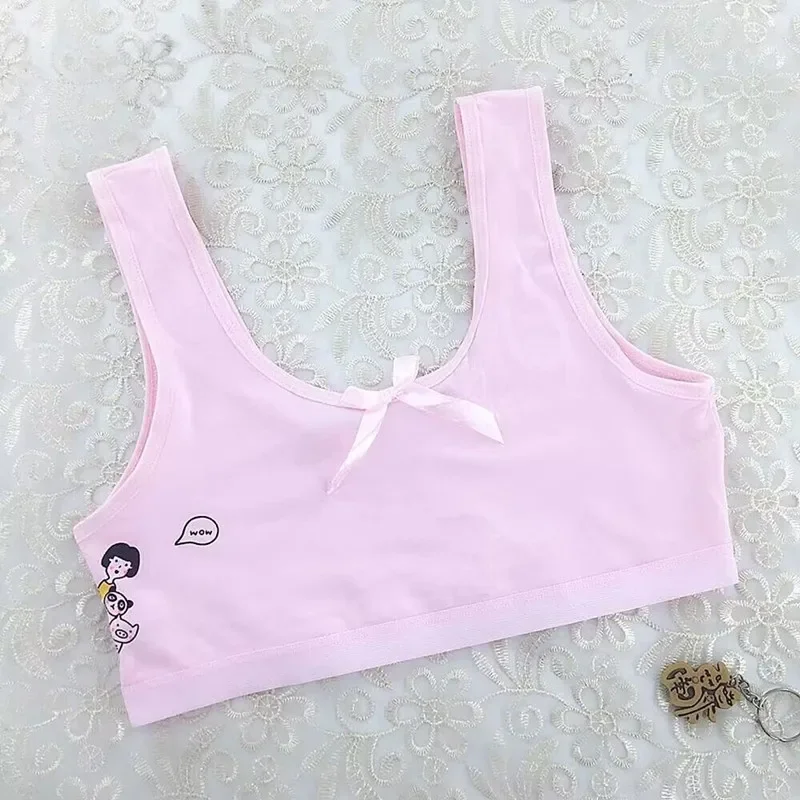 6pcs/Lot Children\'s Breast Care Girl Bra Hipster Cotton Teens Teenage Underwear Summer Kids Vest 8-14Years