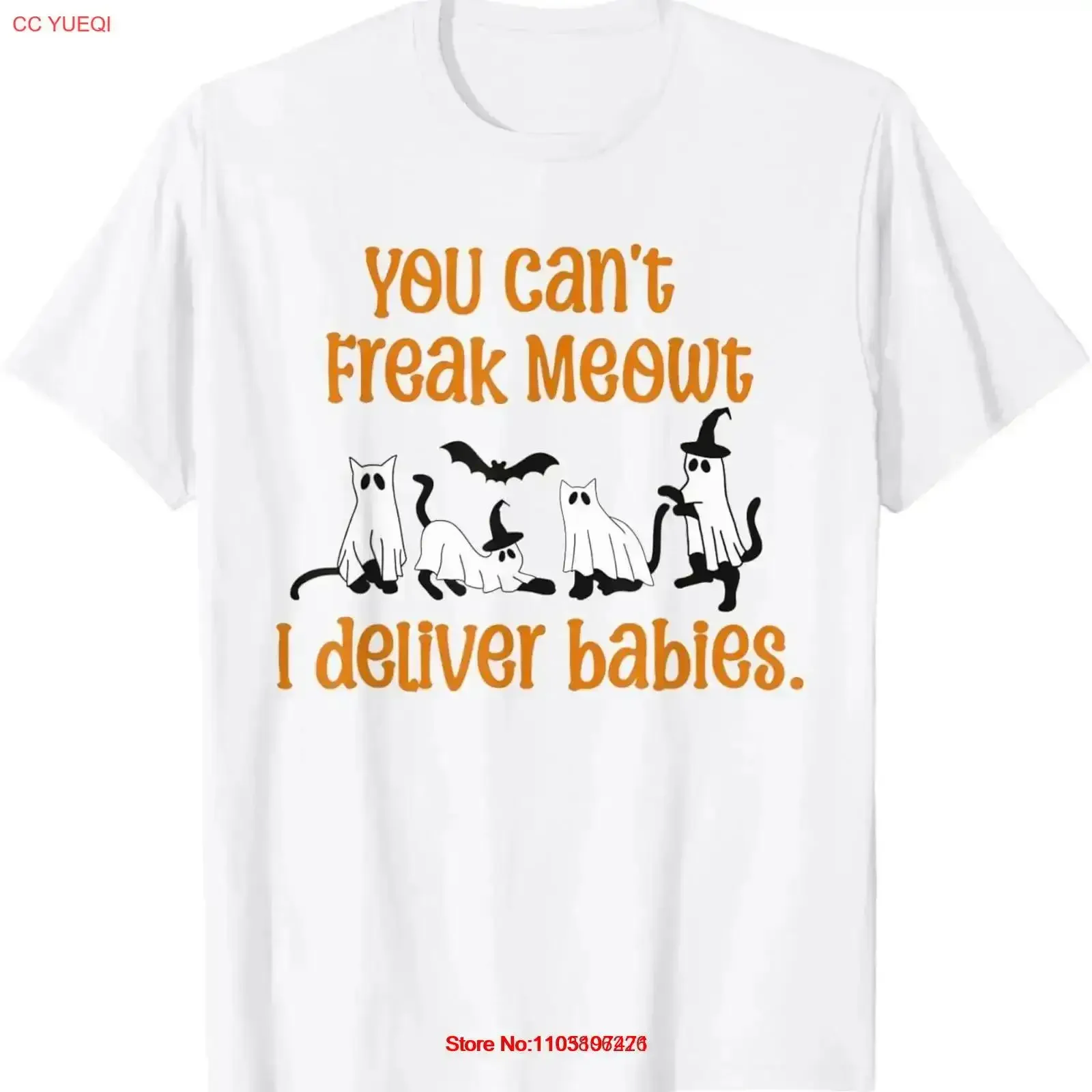 تي شيرت نسائي للعمل والتسليم ممرضة الهالوين بو كات شبح OBGYN تي شيرت عتيق مغسول قليلاً برسومات عصرية عتيقة #1