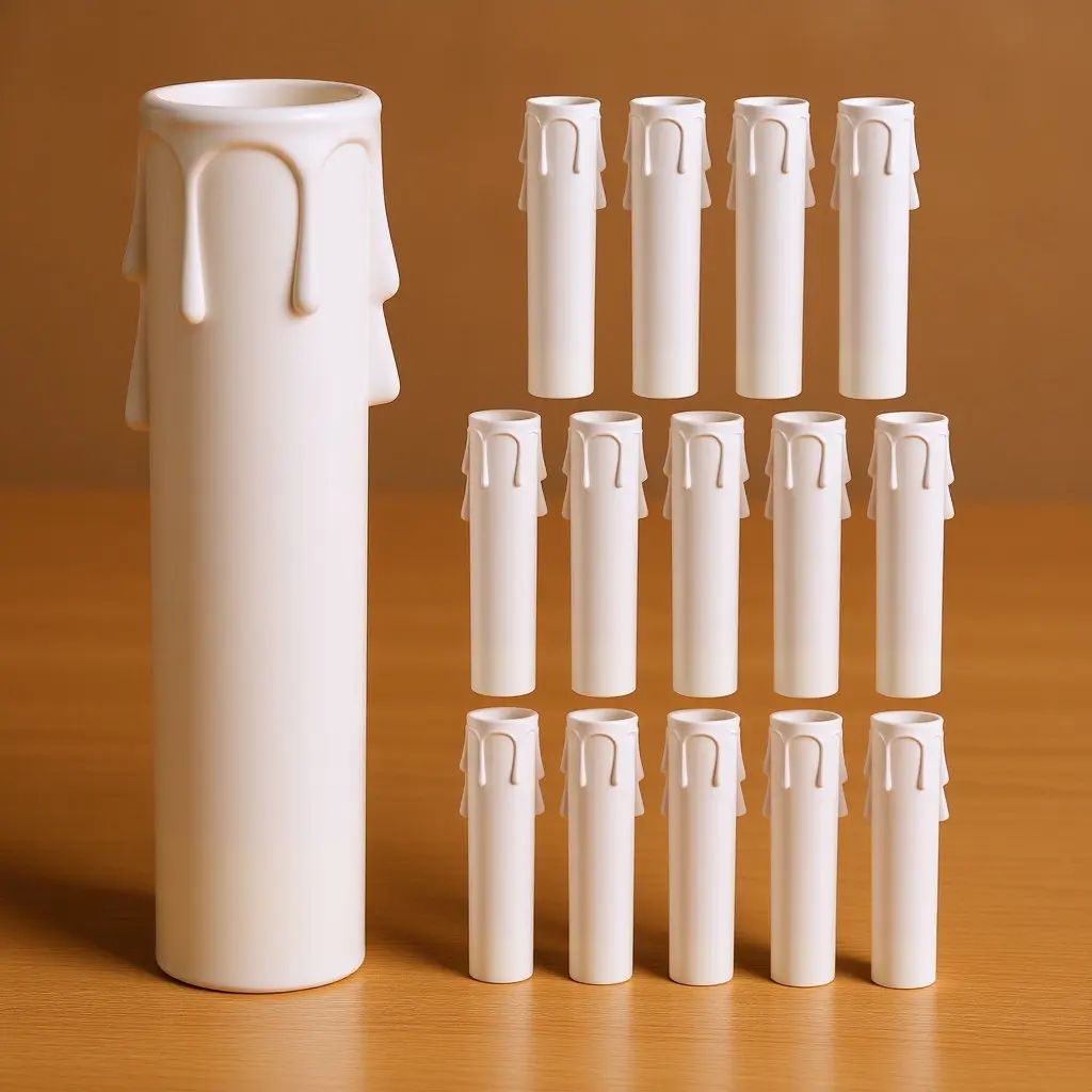 15 Cubiertas de Plástico Vintage para Enchufes de Lámparas, Protectores Antigoteo para Iluminación del Hogar y Velas