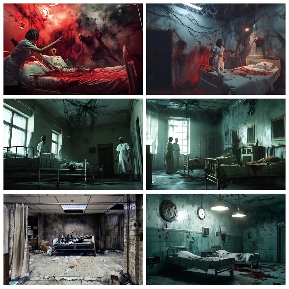 

Halloween Horror Hospital Backdrop Horror Bloody Haunted House Abandoned Lab Scary Halloween Party Photography Background Decor