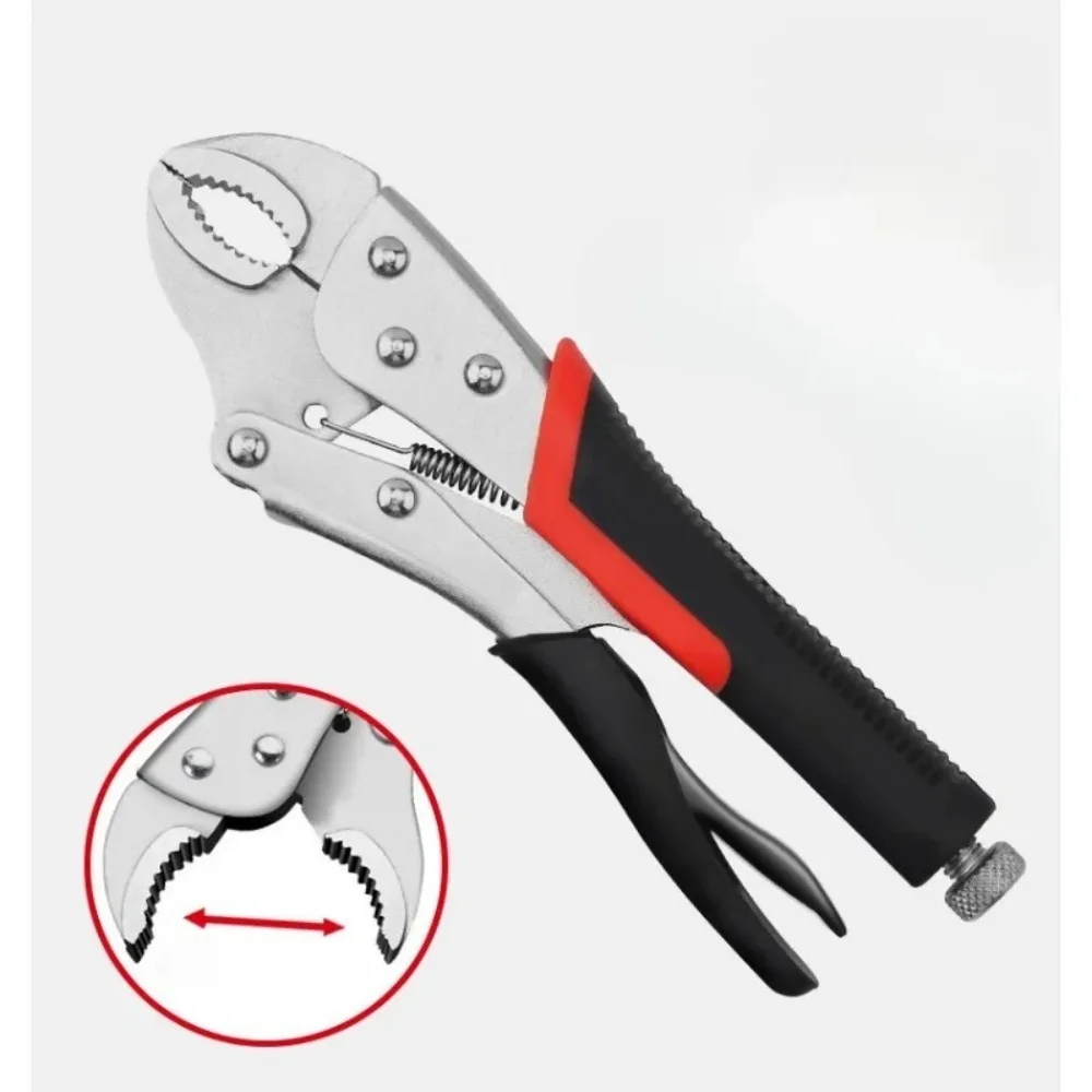 5 inch Adjustable Locking Pliers Anti-slip Knurled Screw Rubber-sheathed Vise Multi-Function Manual Locking Pliers Welding Tool