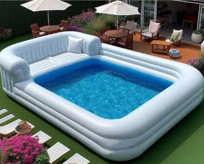 Coofull Custom Giant Inflatable PVC Pool Sofa 4x3m Indoor Outdoor with Soft Lounge 100-500kg Capacity for Summer Sport