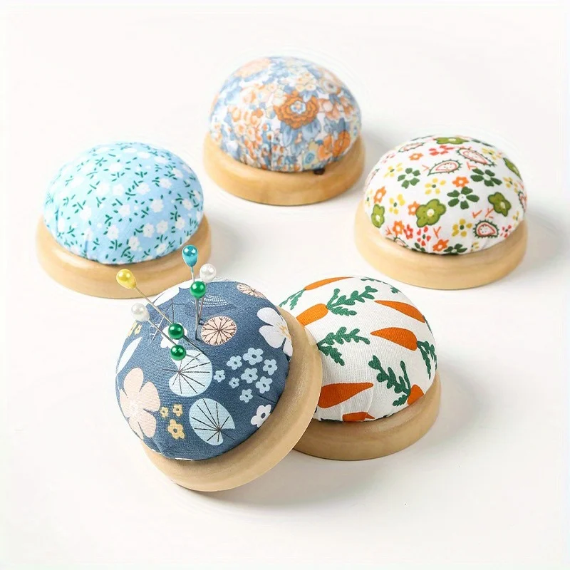 

1Pc Ramdon Color Wood Stand Cloth Needle Pin Cushion Sewing Supplies Embroidery DIY Handcraft Needle Storage Pincushions