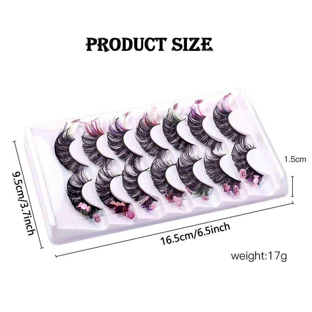 7 أزواج من الرموش الاصطناعية الملونة الدرامية، رموش كثيفة وناعمة على شكل يقطين للهالوين، رموش مينك مزينة بالترتر، رموش روسية مجعدة وناعمة