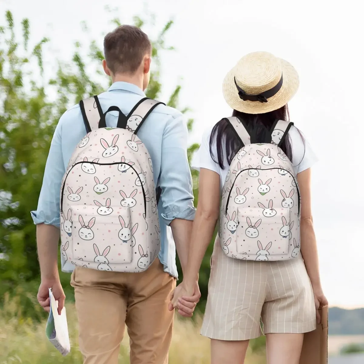 Mochila con patrón de animales para niño y niña, morral de lona con diseño de conejo para guardería, estudiante de escuela primaria, bolsas de libros de animales bonitos, mochila de viaje para niños