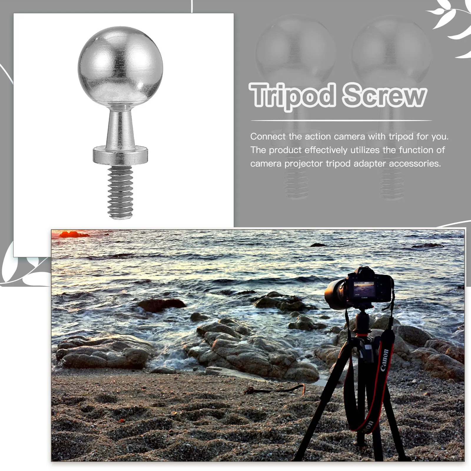 

1Pcs Ball Screw High Strength Steel Camera Tripod Mount for Action Camera Projector Use Small Ball Adapter Secure Fixing Tool