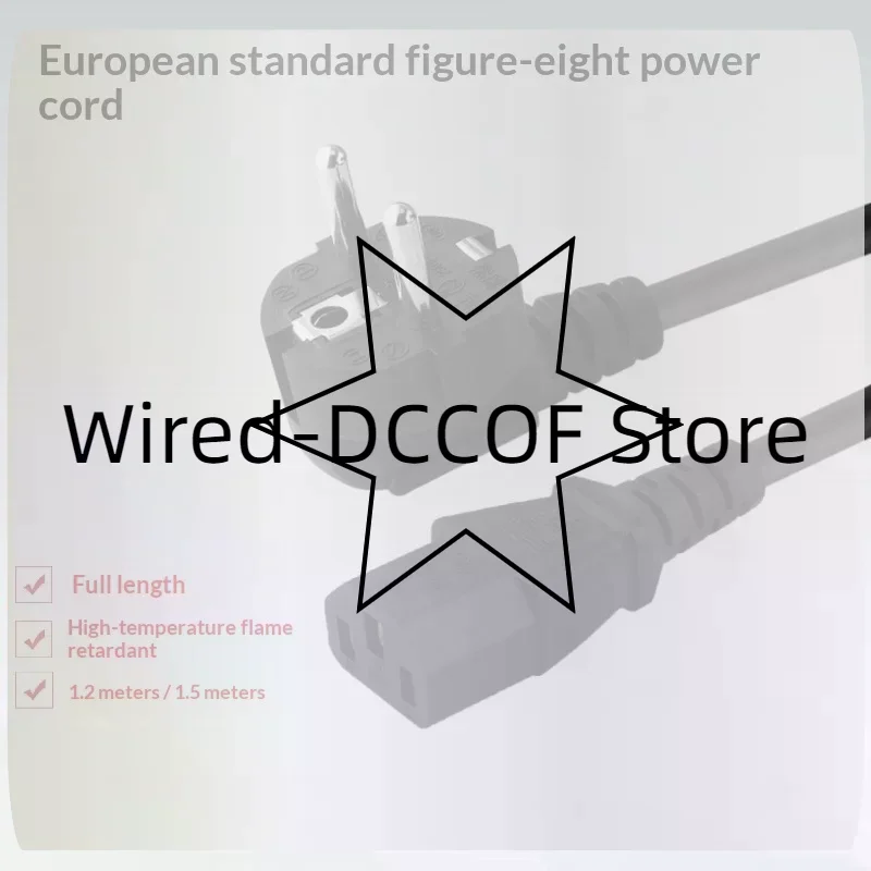 1Pcs 1.2/1.5 Meters 5FT 2Pin 18 AWG 60C 250V Universal Power Cord Cable EU Plug For Type F CEE 717 To IEC-320-C13 Black